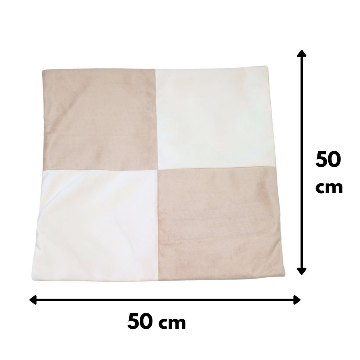 GENERICO - Funda Cojín Beige Blanco Felpa 50x50 cm Máxima Design