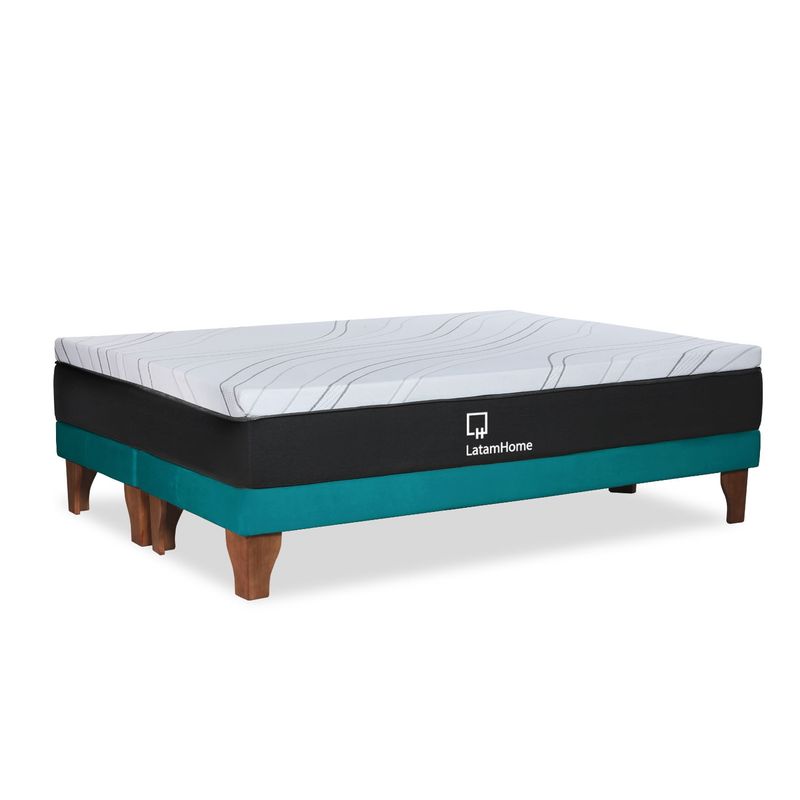 LATAM HOME - CAMA ZEN TOP FOAM VISCO TELA TURQUESA SUPER KING