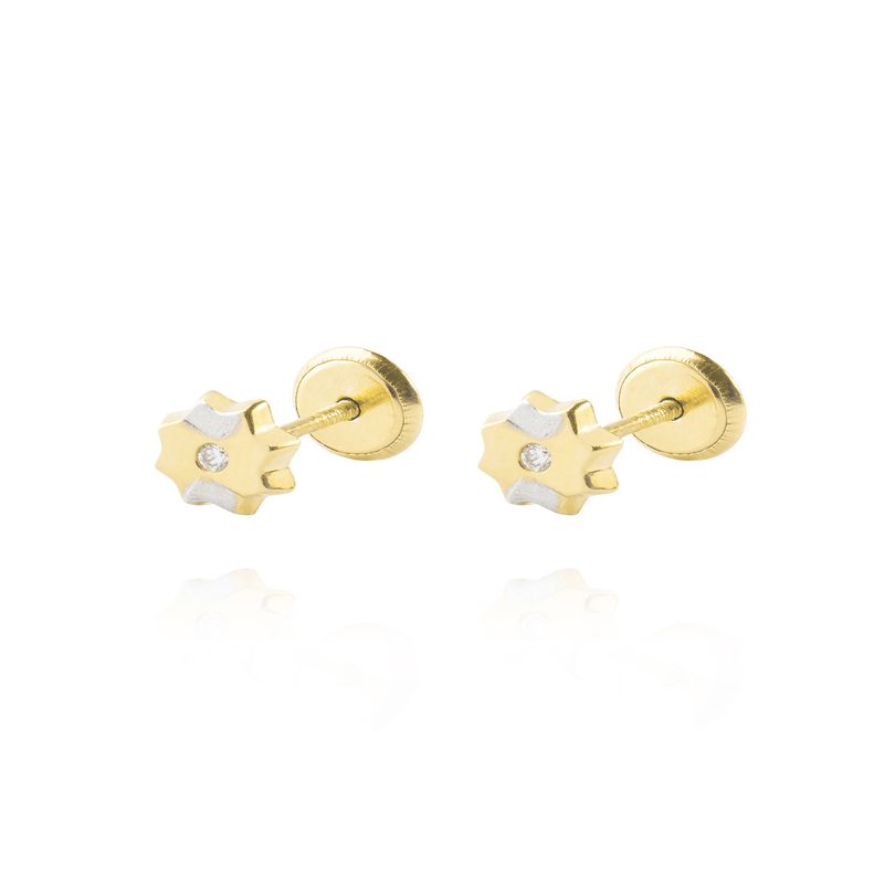 JB JOYAS BARON - Aros de Oro 18kt Circón Bicolor puntas