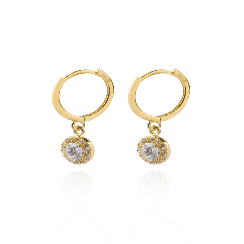 JB JOYAS BARON - Aros de Oro 18kt Circón Colgante enmarcado en circones