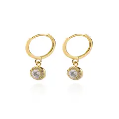 JB JOYAS BARON - Aros de Oro 18kt Circón Colgante enmarcado en circones