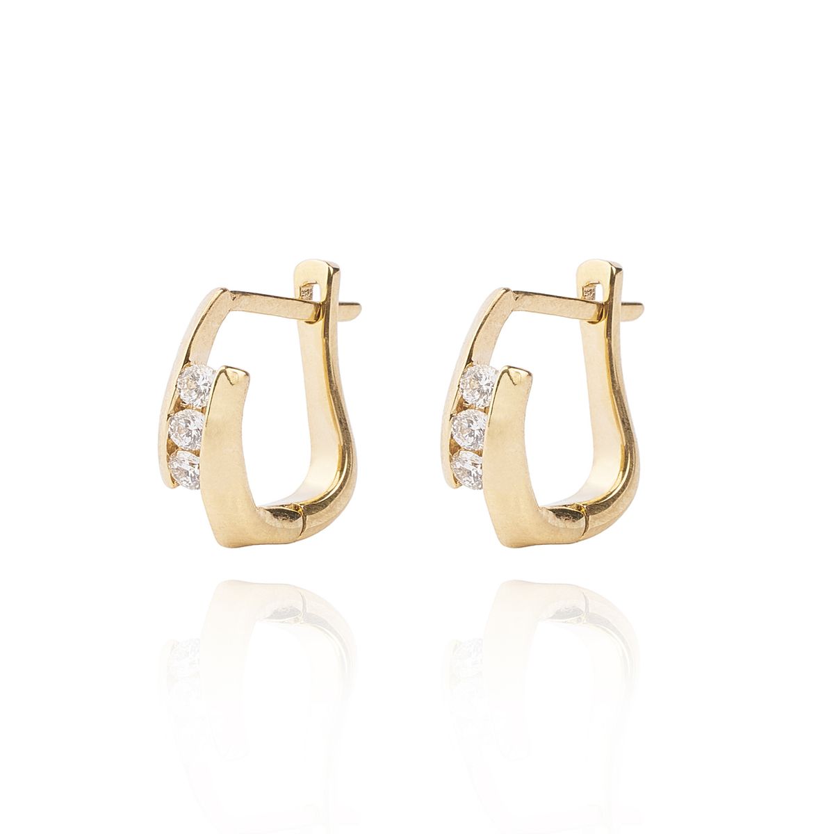 JB JOYAS BARON - Aros de Oro Amarillo 18kt Triple Diamantes