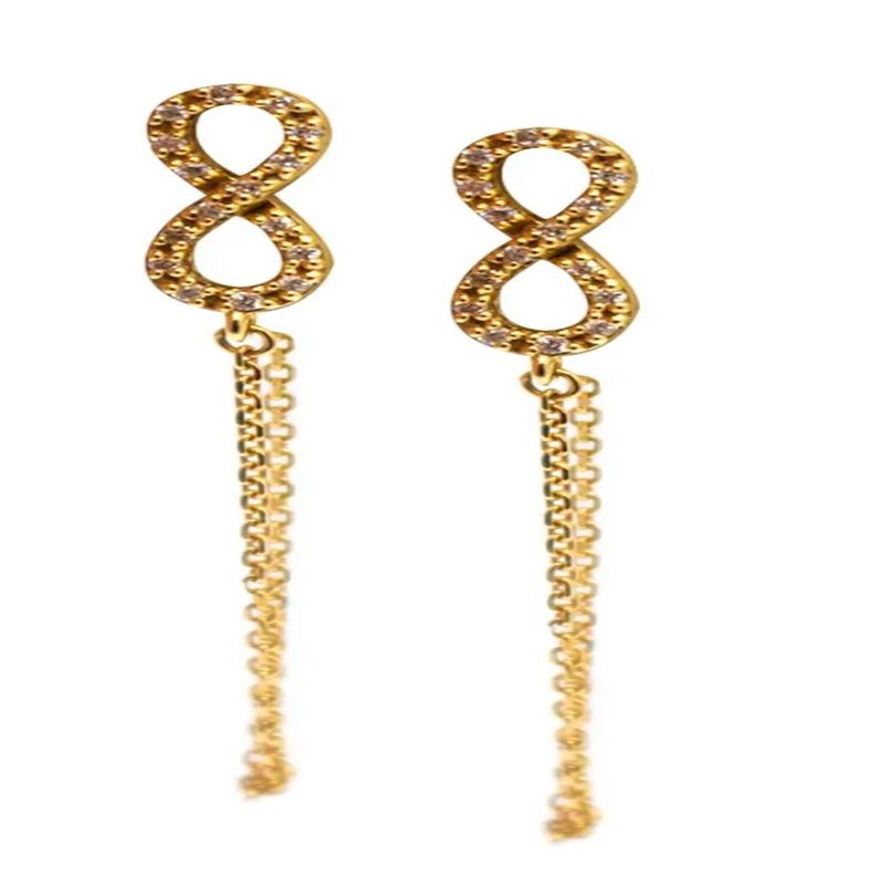 JB JOYAS BARON - Aros de Oro 18 kt Diamante Modelo Infinito Cadena