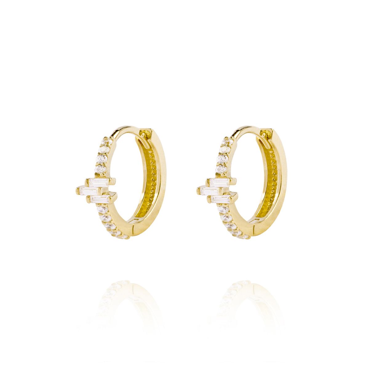 JB JOYAS BARON - Aros de Oro 18kt Argollas Circón block