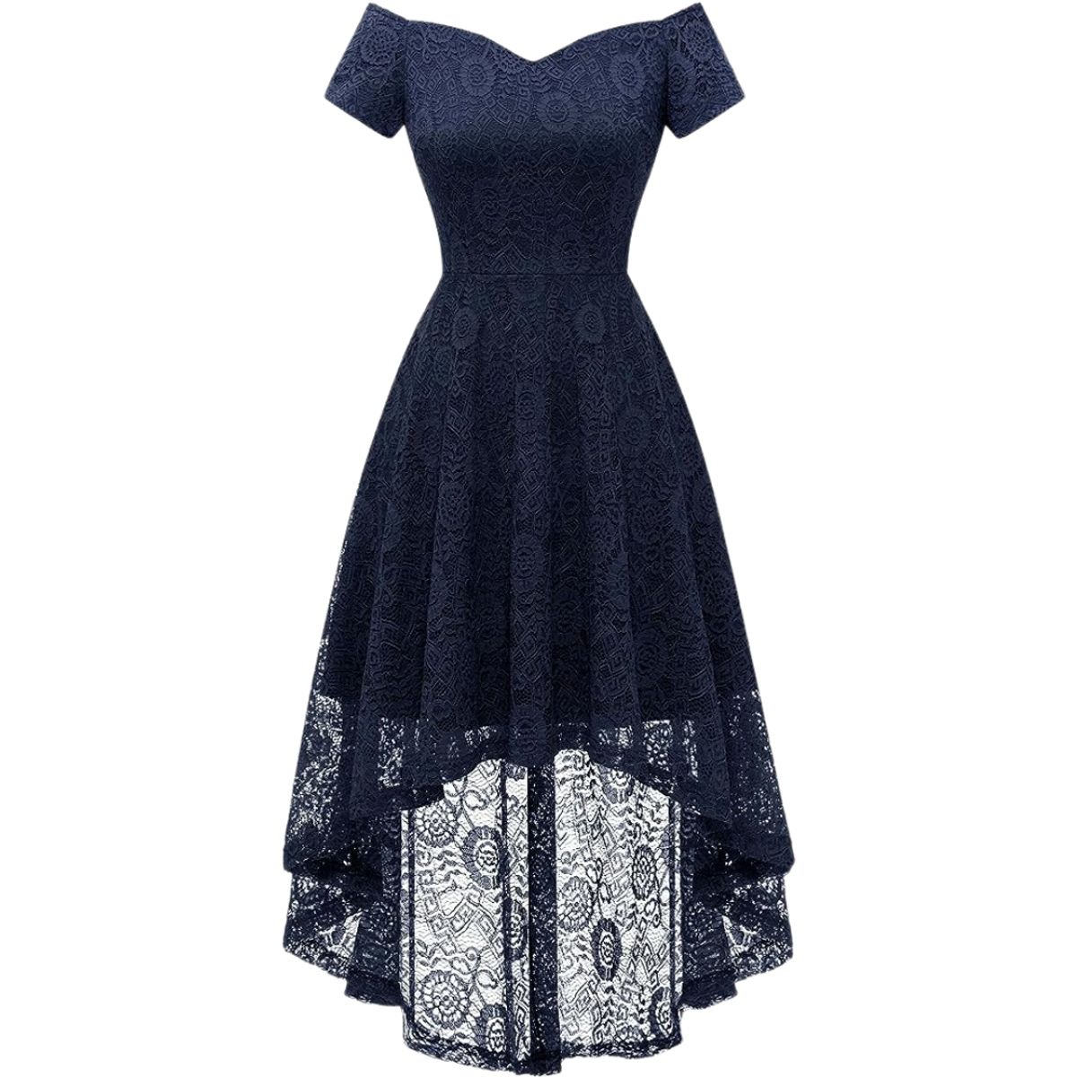 GENERICO - VESTIDO ASIMETRICO CUELLO BOTE MANGA CORTA IDEAL PARA FIESTA