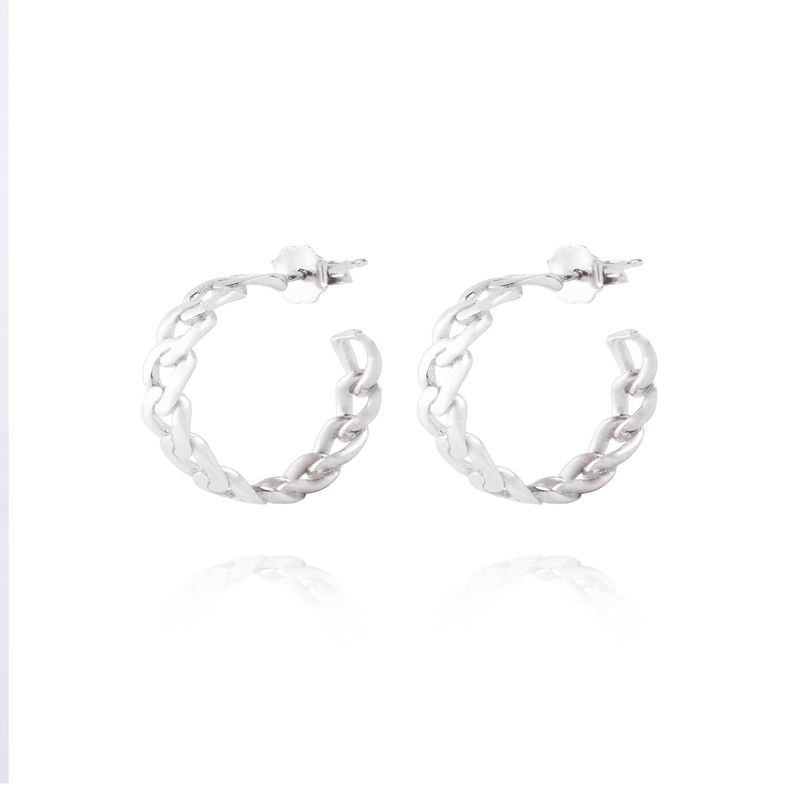 JB JOYAS BARON - Aros de Plata Esterlina 925 Argollas Groumet
