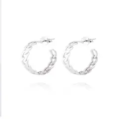 JB JOYAS BARON - Aros de Plata Esterlina 925 Argollas Groumet