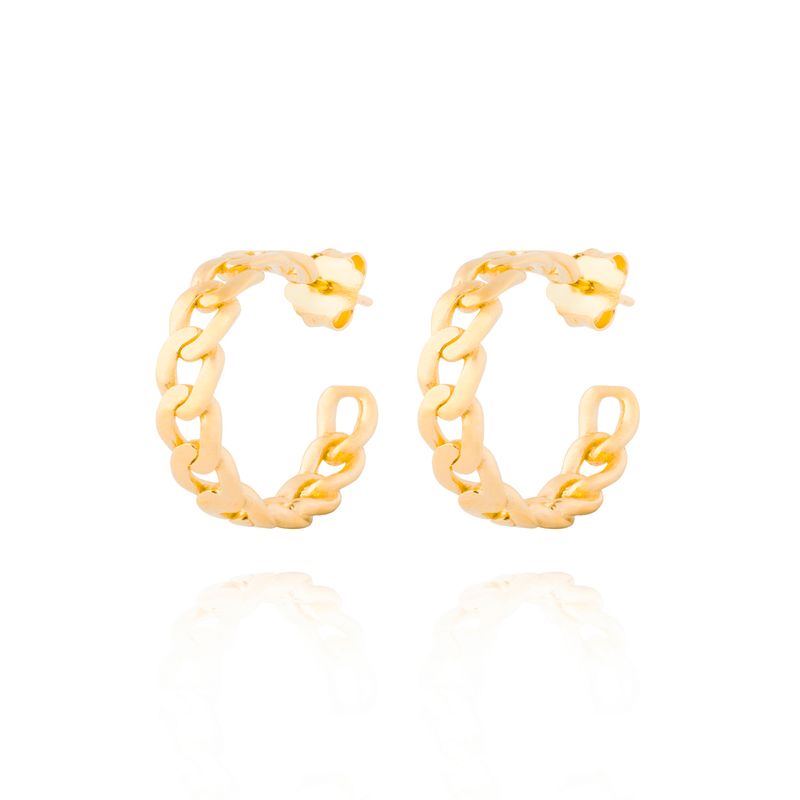 JB JOYAS BARON - Aros de Plata Esterlina 925 Argollas Groumet Revestido en Oro 18kt