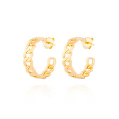 JB JOYAS BARON - Aros de Plata Esterlina 925 Argollas Groumet Revestido en Oro 18kt