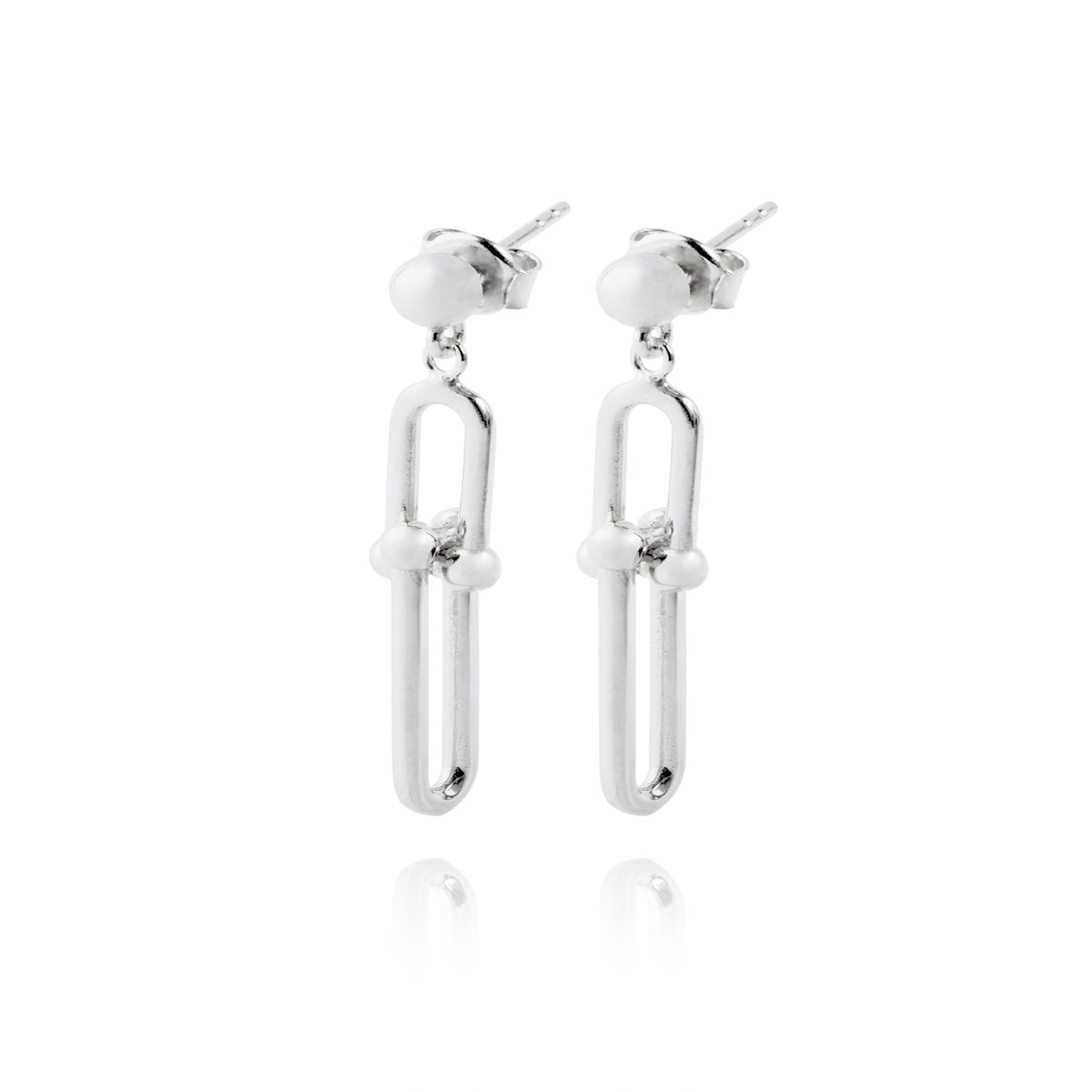 JB JOYAS BARON - Aros de Plata Esterlina 925 Bolita en Cadena Colgante