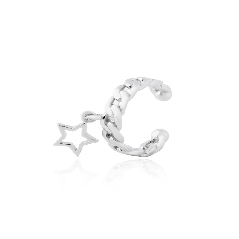 JB JOYAS BARON - Aros de Plata Esterlina 925 Estrella Indivual Encadenada