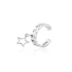 JB JOYAS BARON - Aros de Plata Esterlina 925 Estrella Indivual Encadenada