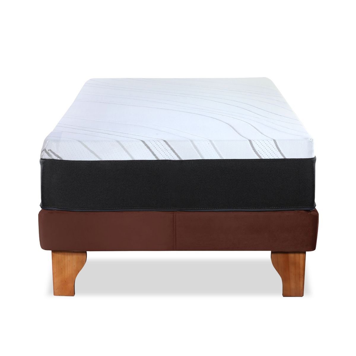 LATAM HOME - CAMA ZEN TOP SPRING SOFT TELA CHOCOLATE 1PZA