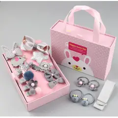OEM - SET JUEGO DE 18 PINCHES PARA NIÑAS GRIS.