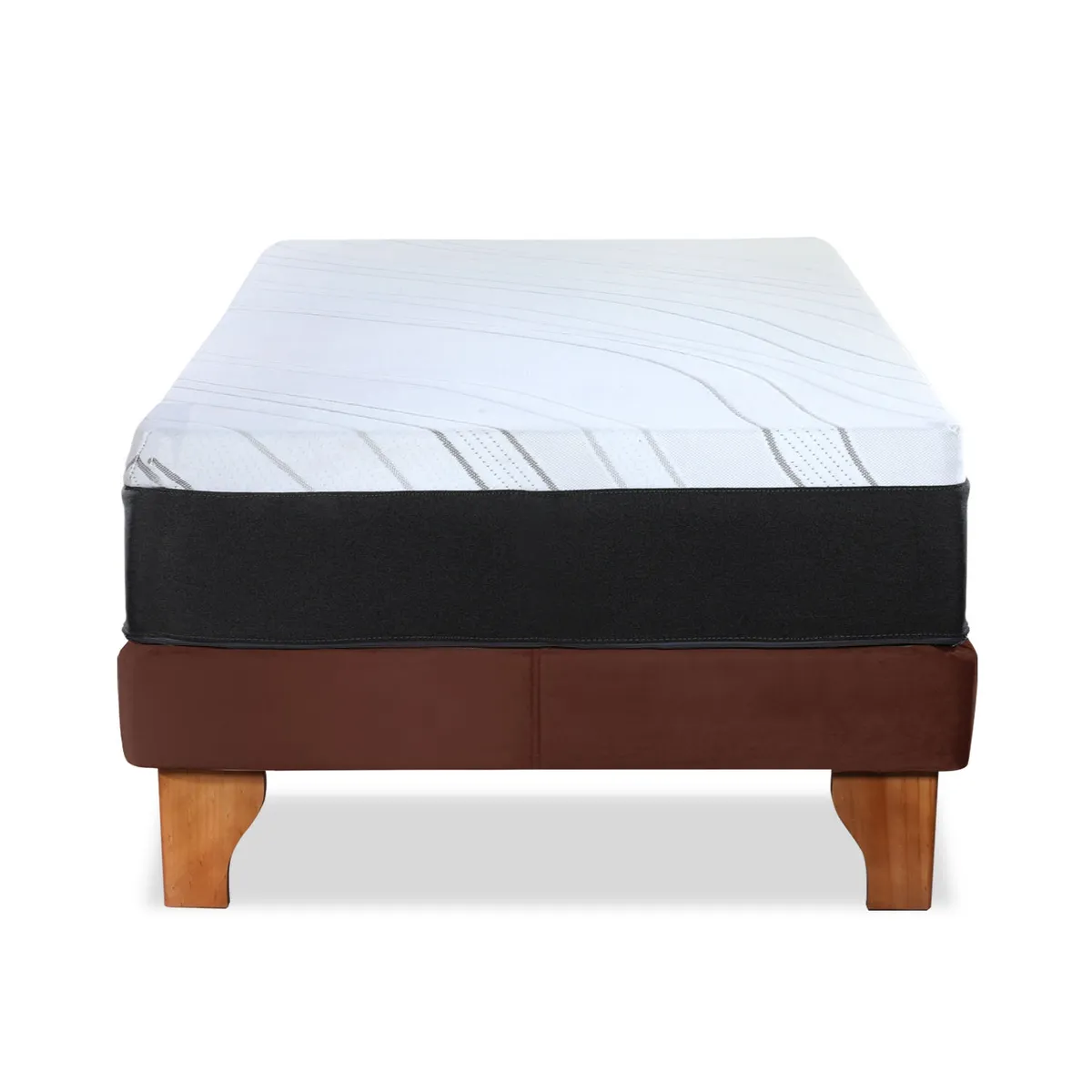 LATAM HOME - CAMA ZEN TOP SPRING VISCO TELA CHOCOLATE 1PZA