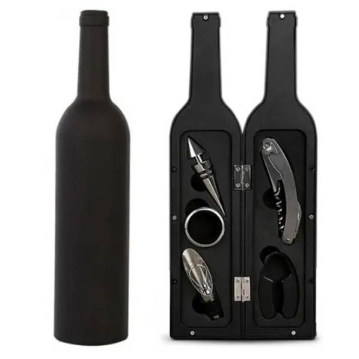GENERICO - Set Kit 5 Pcs Sacacorcho Descorchador + Estuche Botella Vino