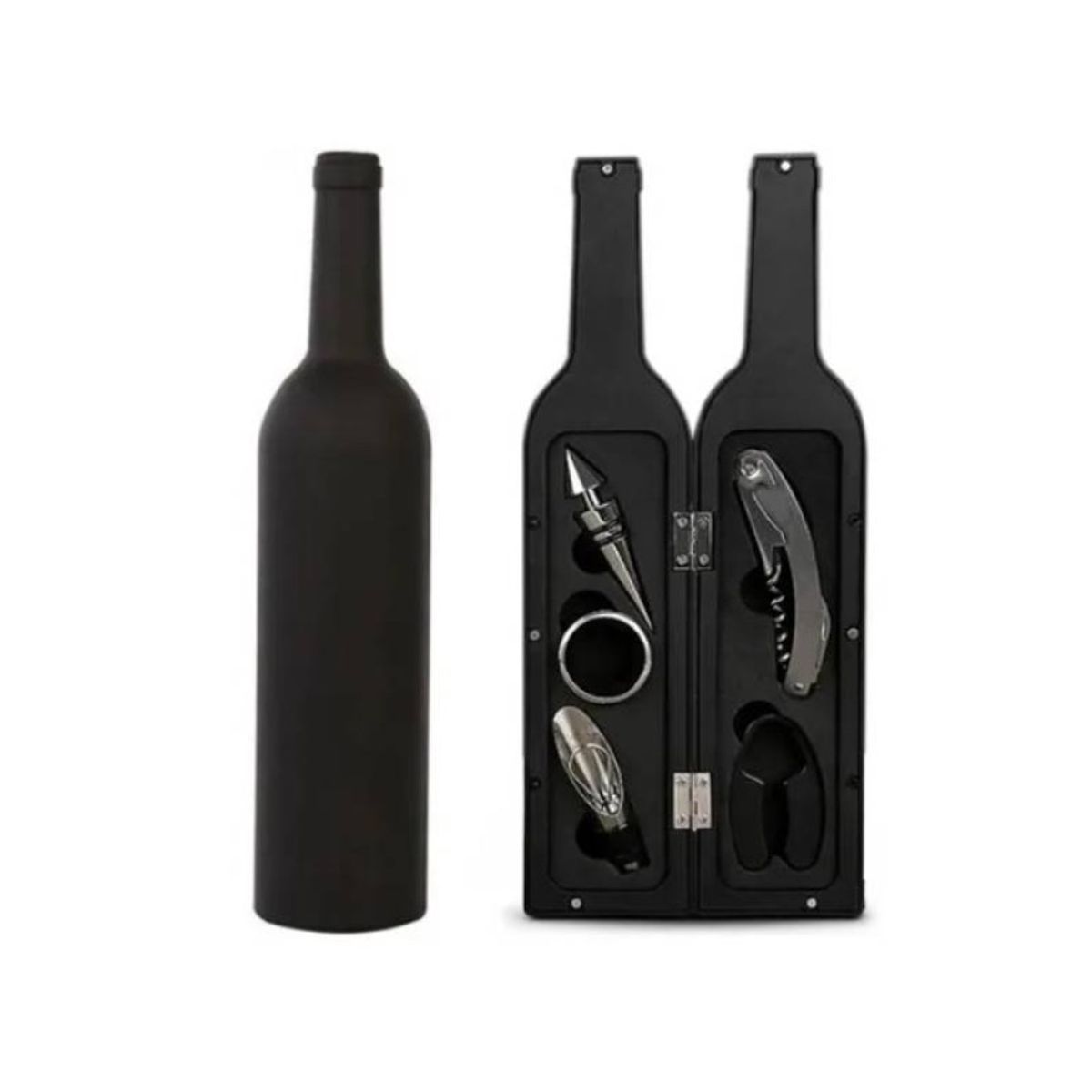 GENERICO - Set Kit 5 Pcs Sacacorcho Descorchador + Estuche Botella Vino