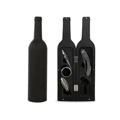 GENERICO - Set Kit 5 Pcs Sacacorcho Descorchador + Estuche Botella Vino