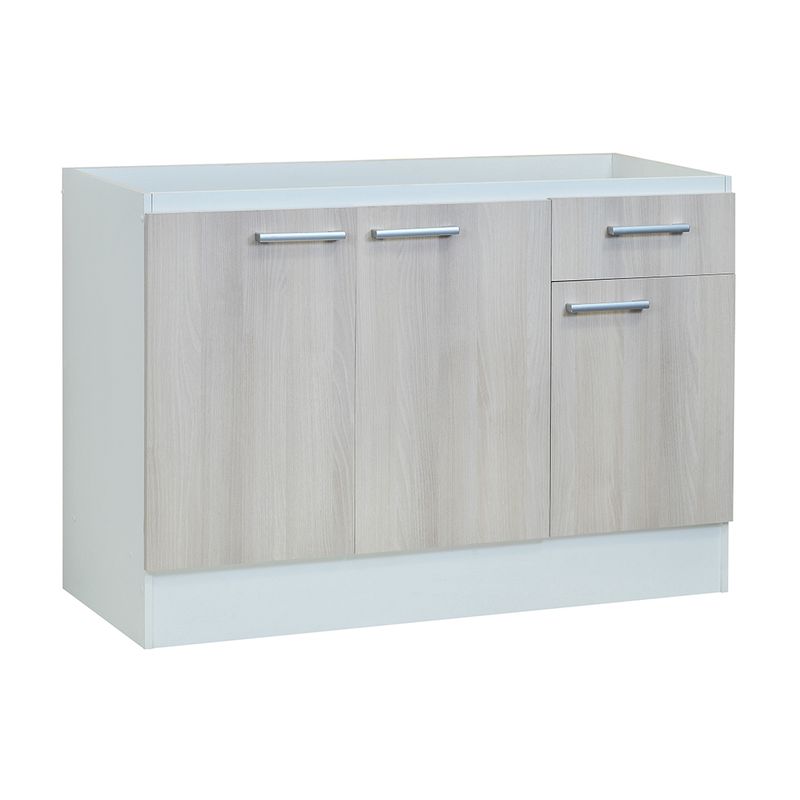 MOBIKIT - Mueble Base Lavaplatos 3 Puertas 1 Cajón 1,2 Mts Acacia