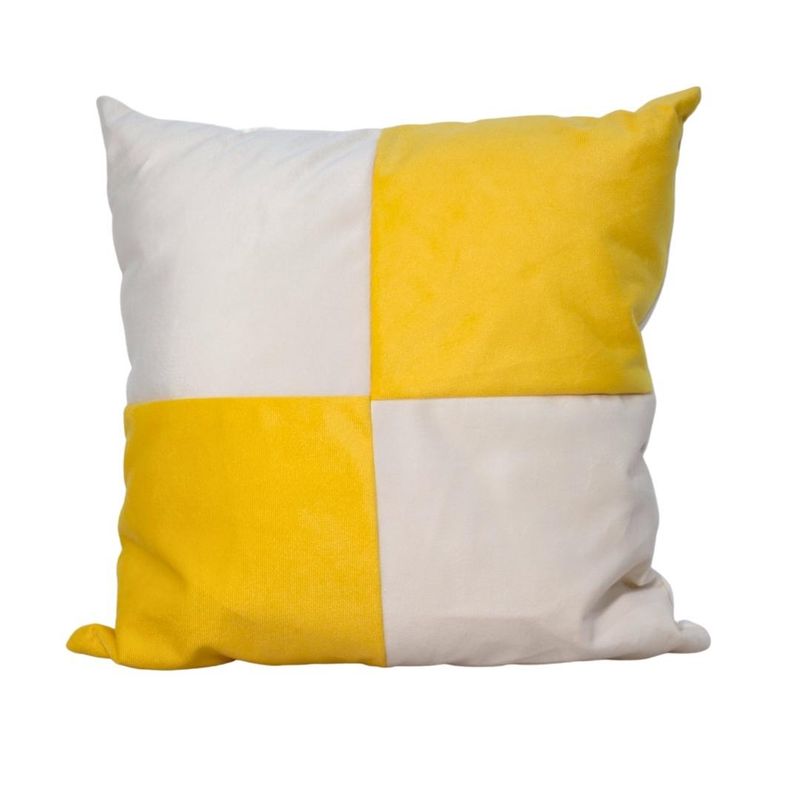 GENERICO - Cojín Gabriela Blanco Amarillo Felpa 50x50 cm Máxima Design