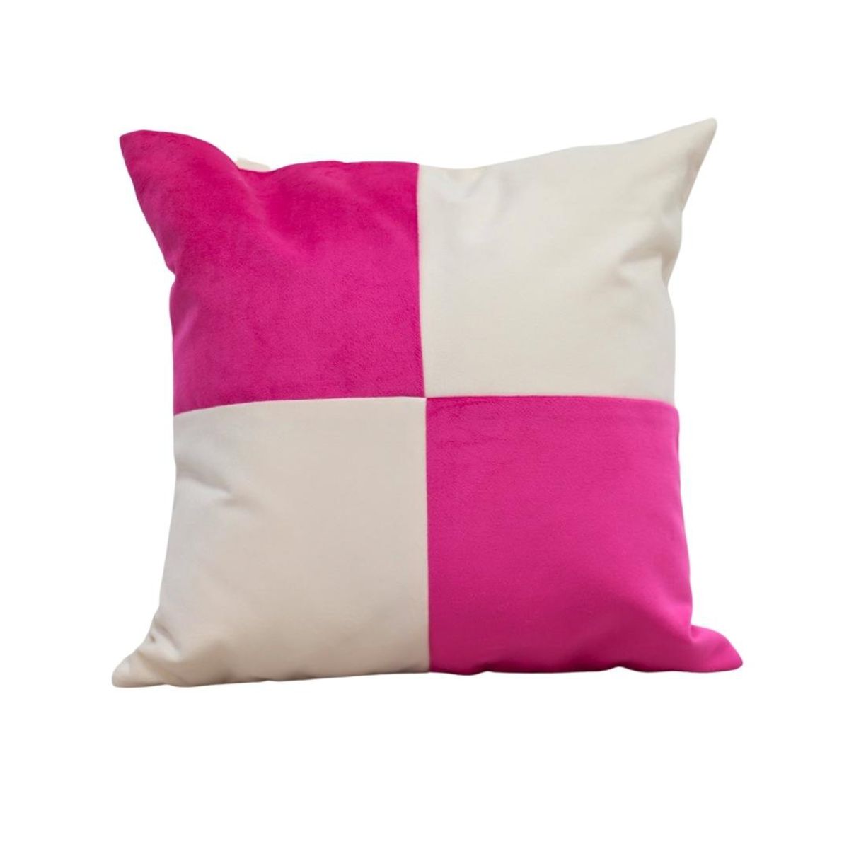 GENERICO - Cojín Gabriela Blanco Rosado Felpa 50x50 cm Máxima Design