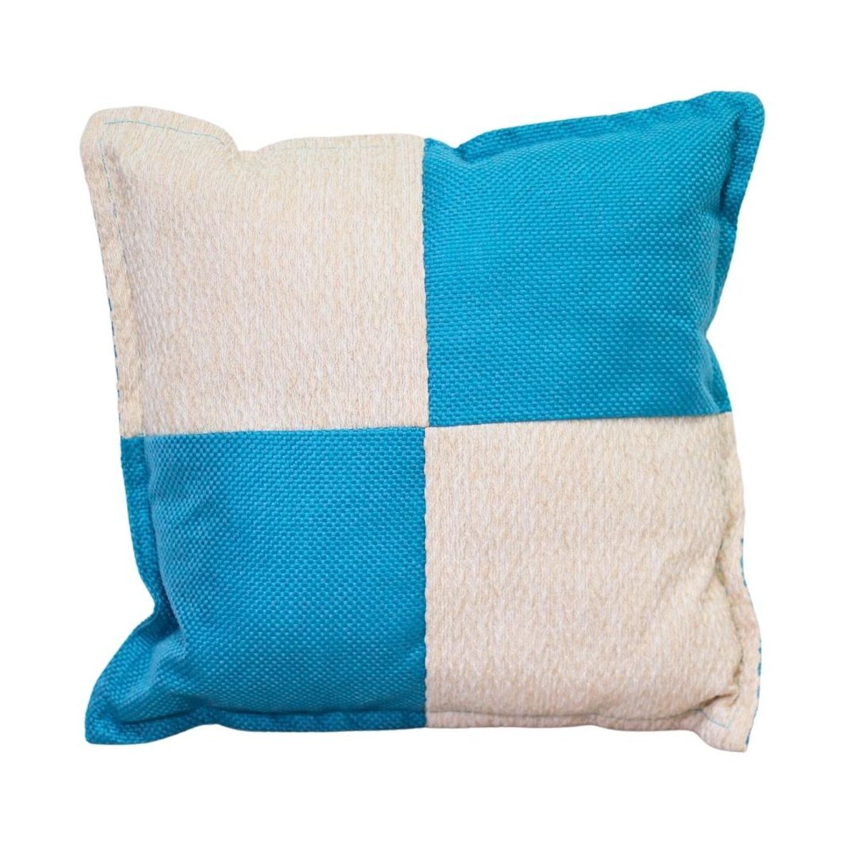 GENERICO - Cojín Gabriela Blanco Turquesa Omega 50x50 cm Máxima Design