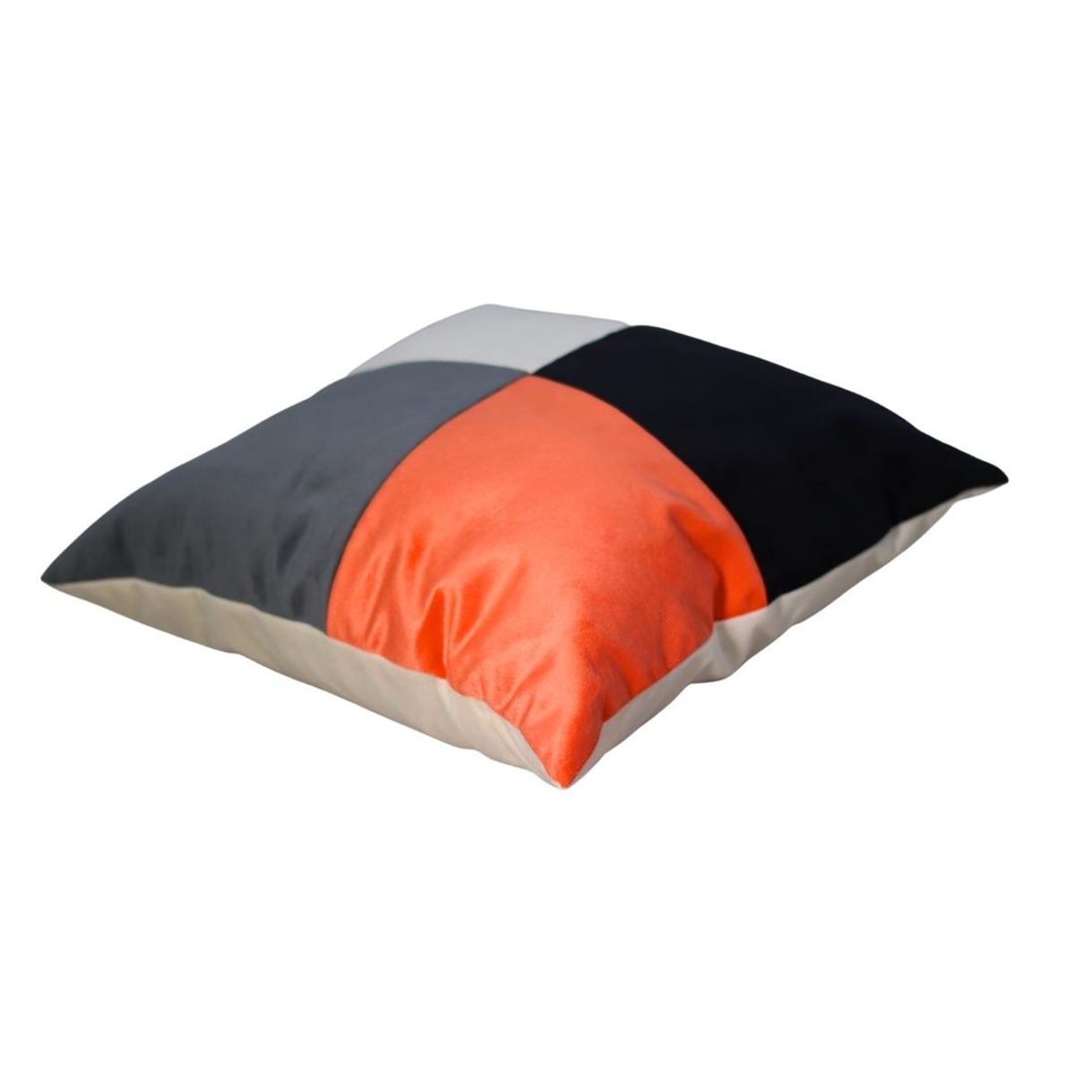 GENERICO - Cojín Naranjo Gris Blanco Negro Felpa 50x50 cm Máxima Design