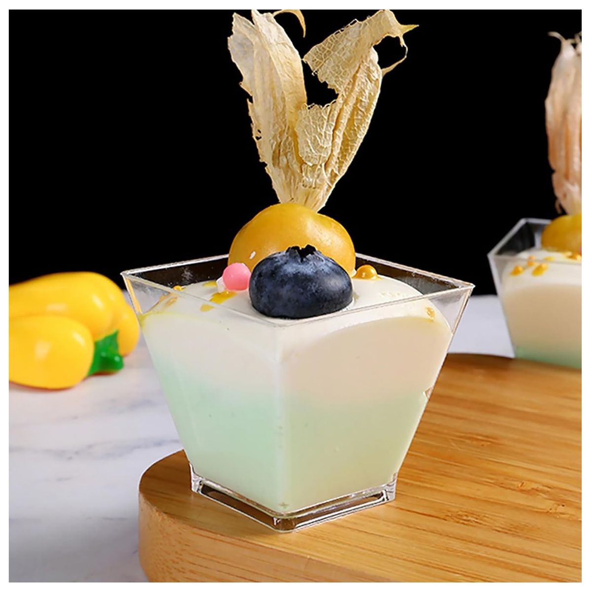 GENERICO - Pack X25 Vasos Acrilico Para Postres Con Tapa Pocillo 210ml