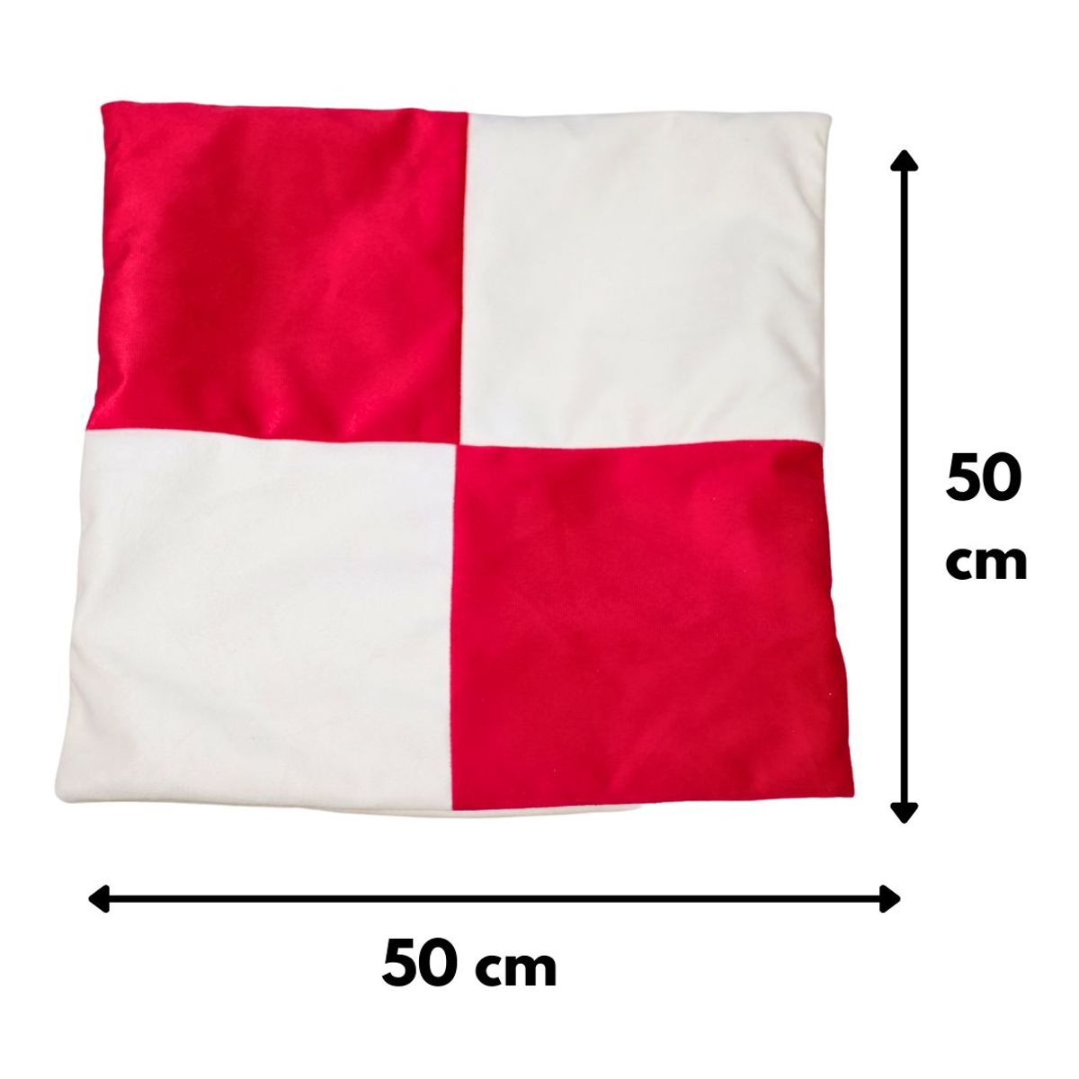 GENERICO - Funda Cojín Blanco Rojo Felpa 50x50 cm Máxima Design