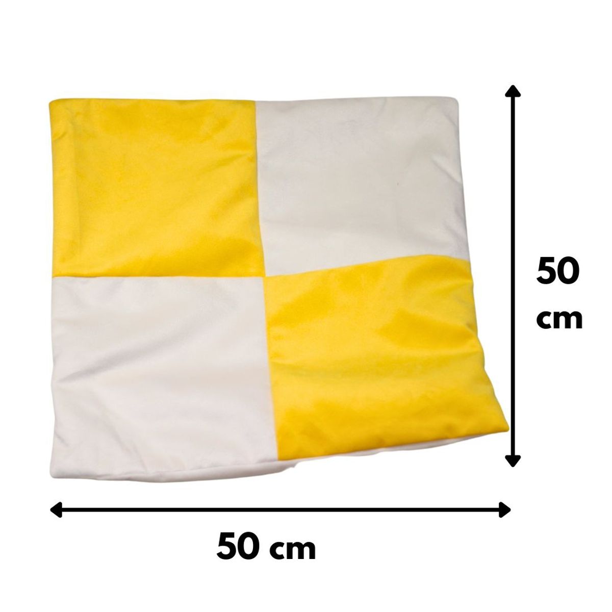 GENERICO - Funda Cojín Blanco Amarillo 50x50 cm Máxima Design
