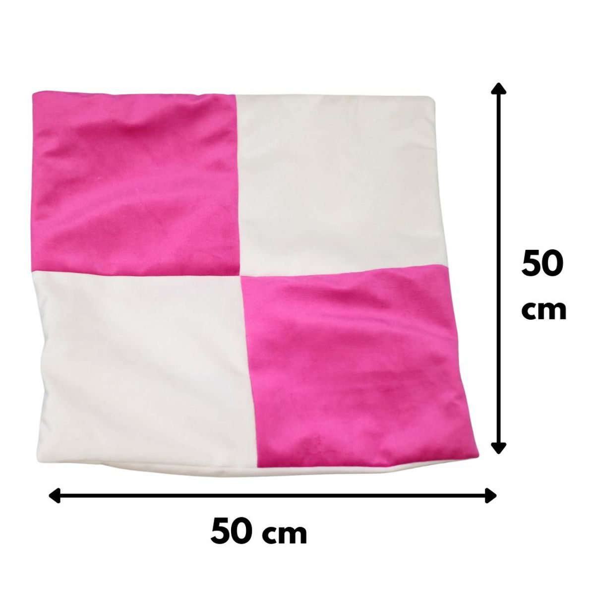 GENERICO - Funda Cojín Blanco Rosado Felpa  50x50 cm Máxima Design