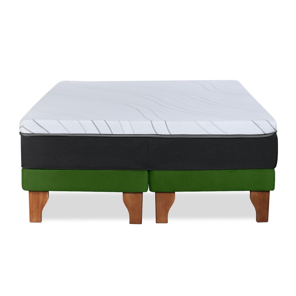 LATAM HOME - CAMA ZEN TOP FOAM VISCO TELA VELVET VERDE 2PZA