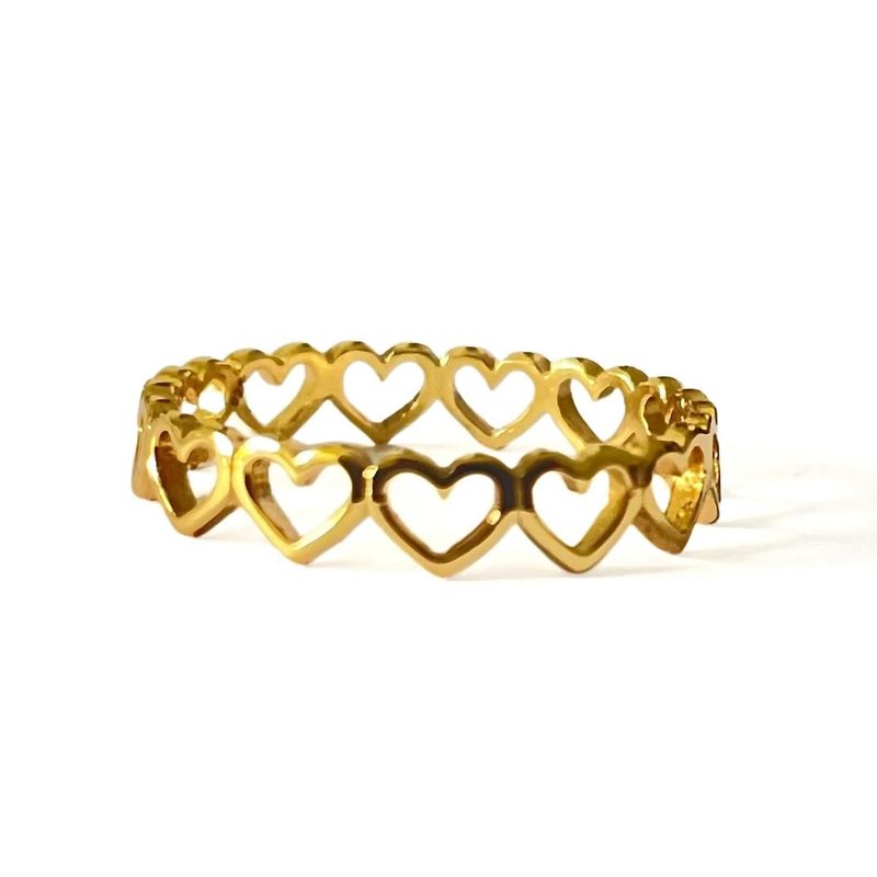 GOIA - Anillo Cadena Corazones Gold - Dorado - 0