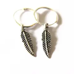 GOIA - Aros Argolla Pluma Colgante Silver