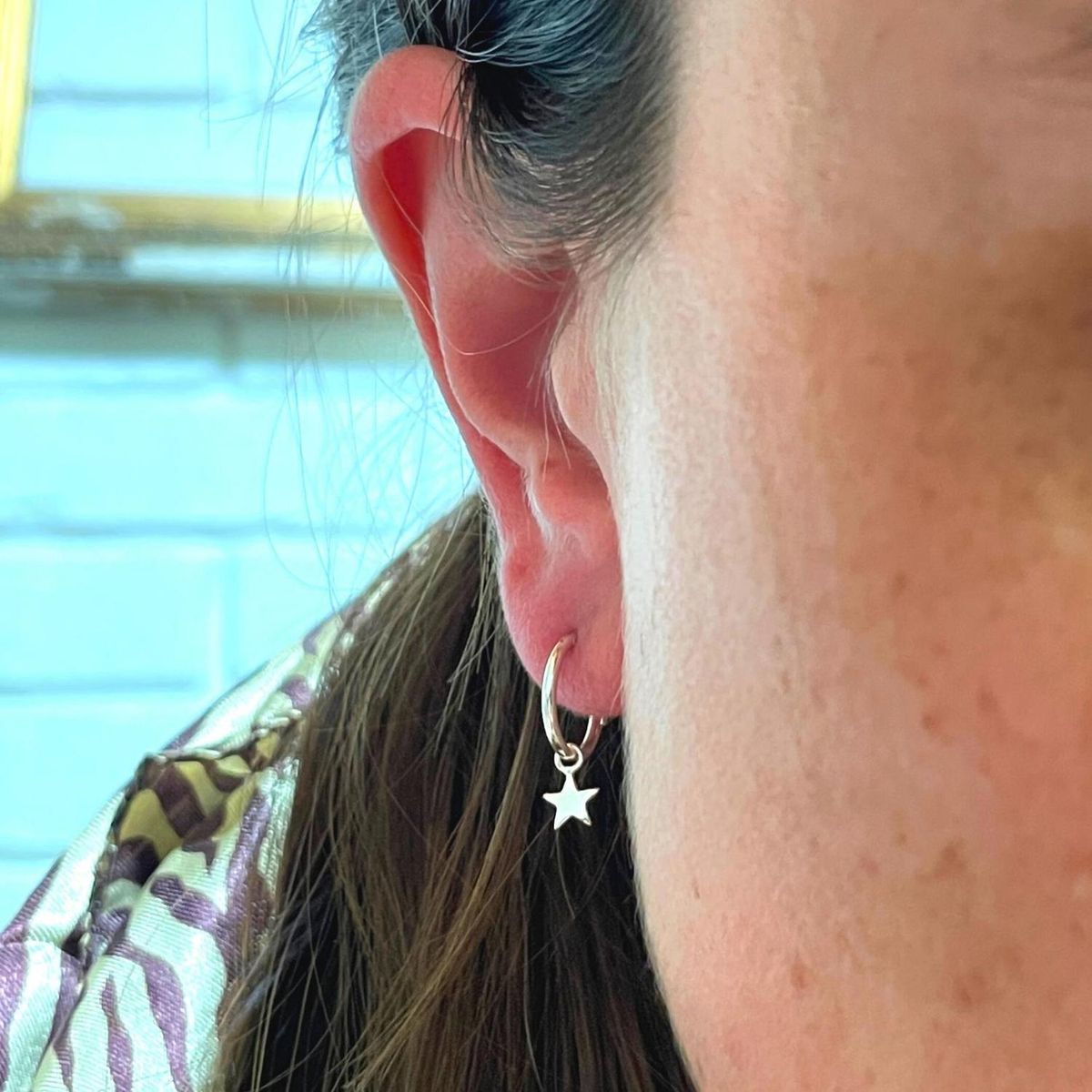 GOIA - Aros Unisex Argolla Estrella Colgante