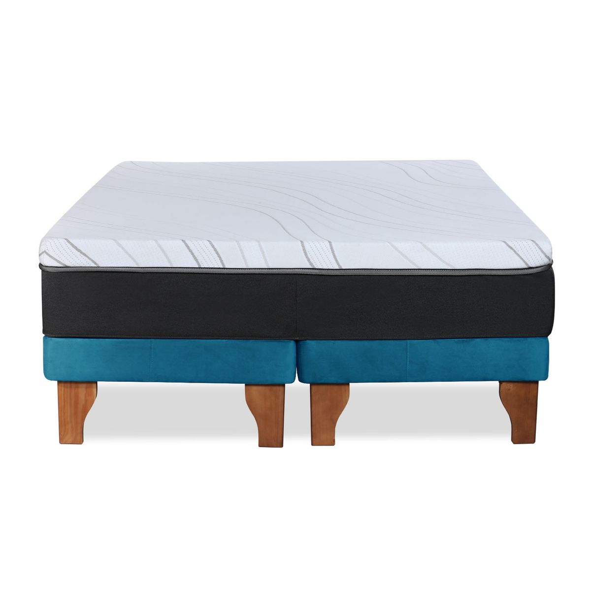 LATAM HOME - CAMA ZEN TOP FOAM HYBRID TELA AZUL PETROLEO 2PZA