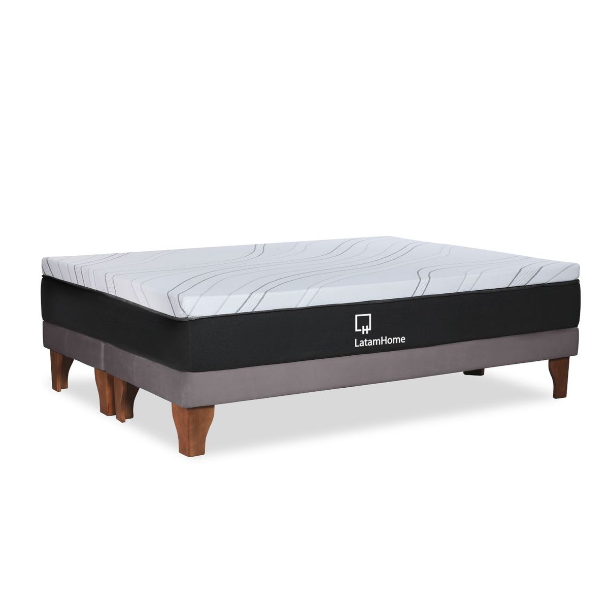 LATAM HOME - CAMA ZEN TOP FOAM HYBRID TELA GRIS KING