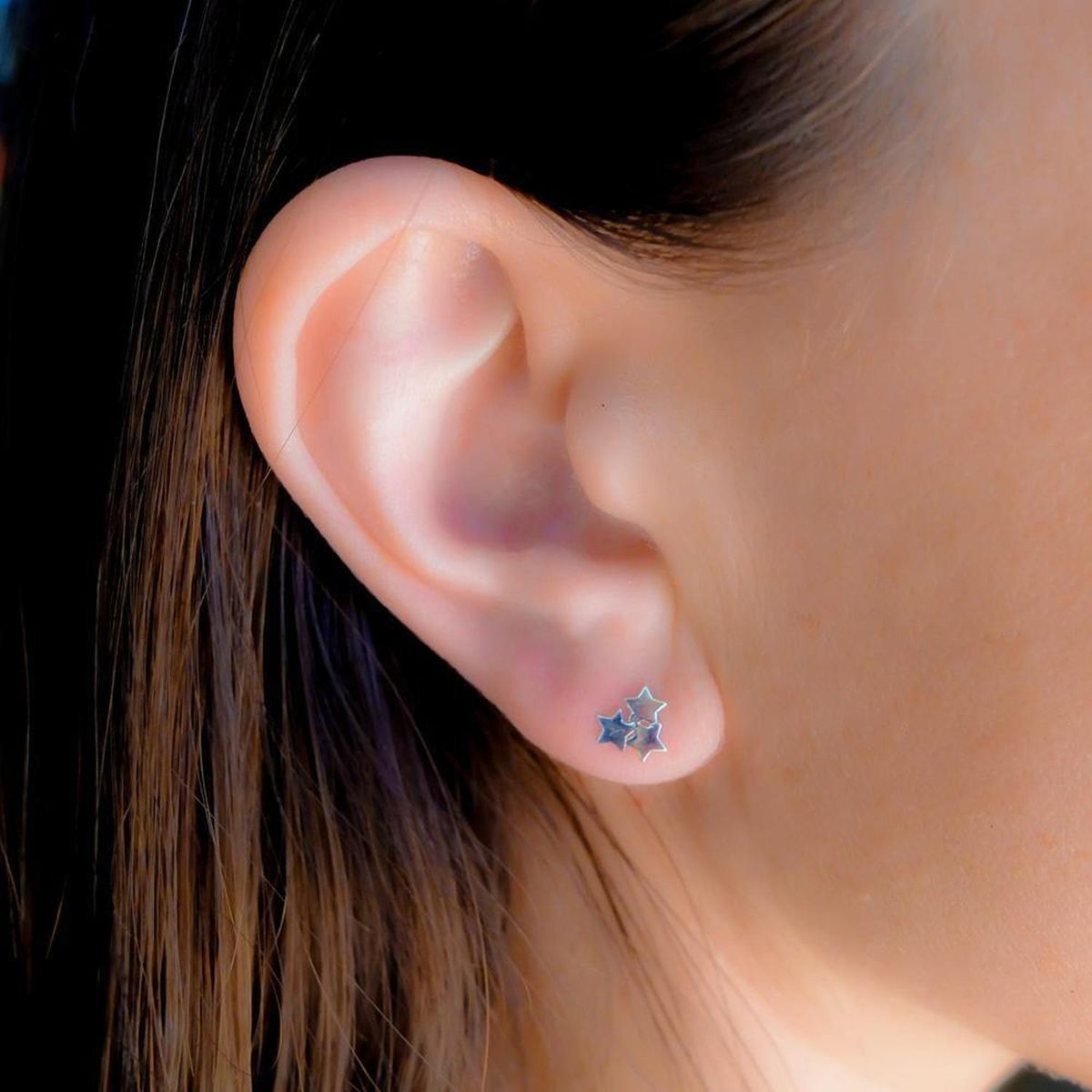 GOIA - Aros Unisex 3 estrellas Plata