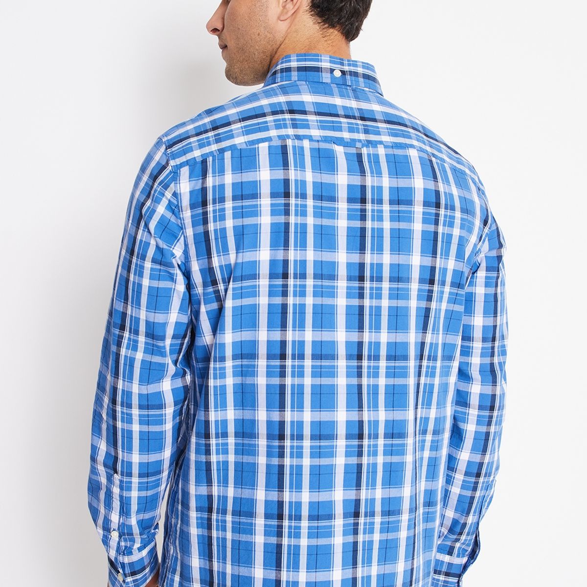 PERRY ELLIS - Camisa Hombre Manga Larga Button Down Cuadros Azulino