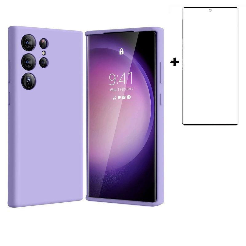 GENERICO - Carcasa Silicona Para Samsung S23 Ultra 5G Lila con Lamina Completa