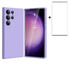 GENERICO - Carcasa Silicona Para Samsung S23 Ultra 5G Lila con Lamina Completa