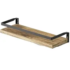 FRANAFOR - Repisa Madera Flotante Metalica Pared Estante Moderna