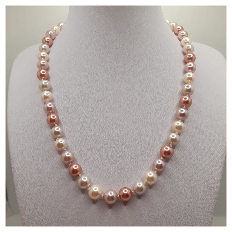 CAT JOYAS - Collar de perlas Shell con broche de timón de plata 925