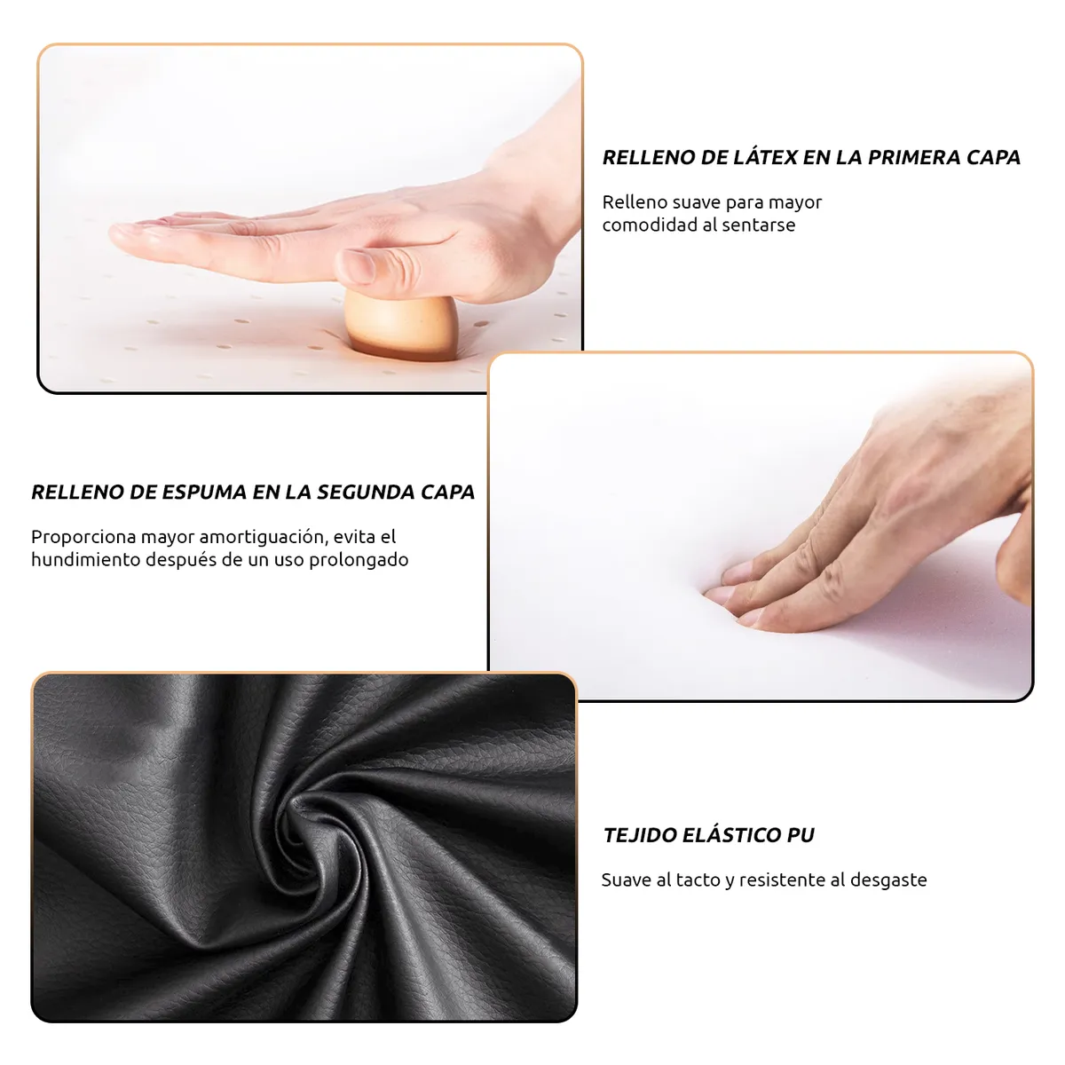 VIDITA - Pack 4 Sillas Piso Bar Altura Regulable Taburete Con Respaldo Negro