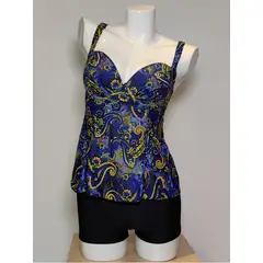 SHANDIAN - Traje de baño Tankini de dos piezas para mujer
