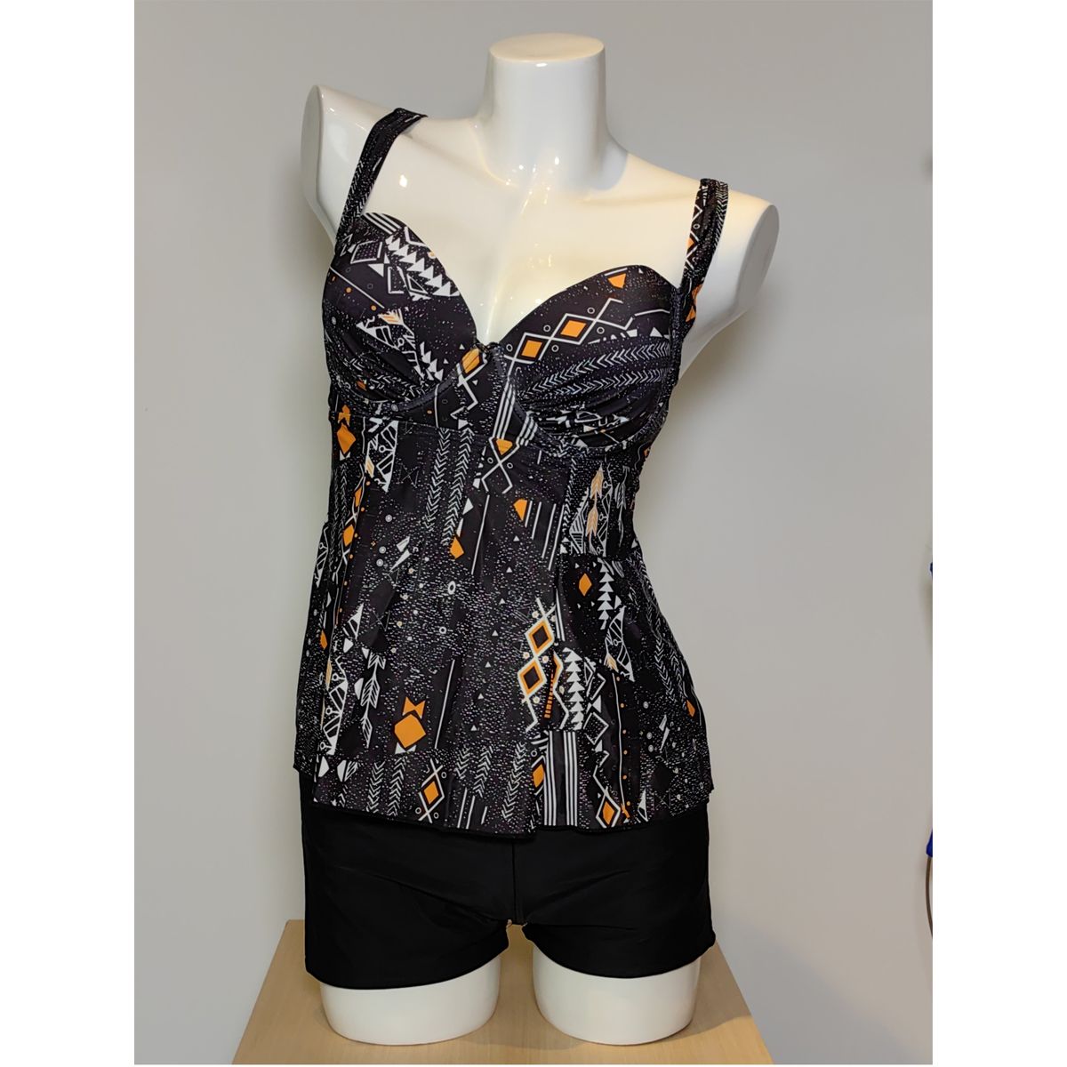 SHANDIAN - Tankini L-4XL Dos piezas Flores desordenadas traje de baño mujer