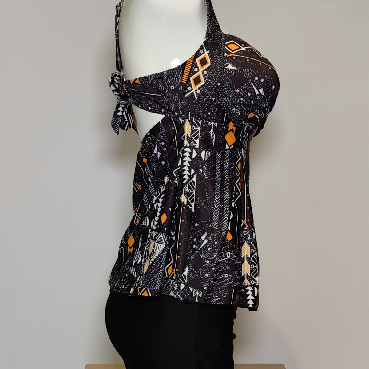 SHANDIAN - Tankini L-4XL Dos piezas Flores desordenadas traje de baño mujer