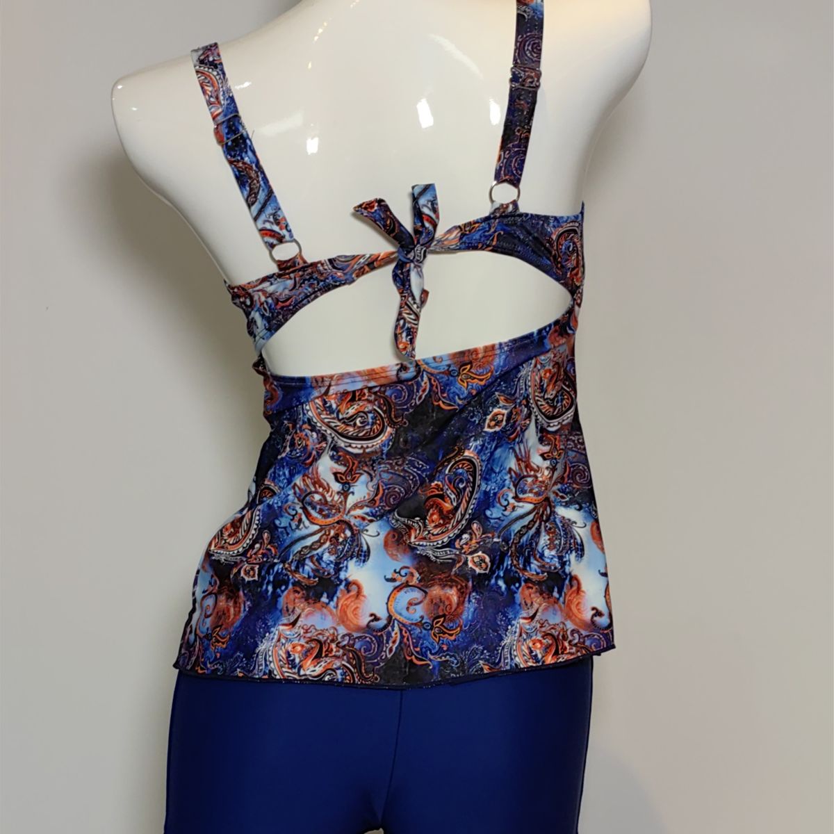 SHANDIAN - Tankini L-4XL Dos piezas Flores desordenadas traje de baño mujer