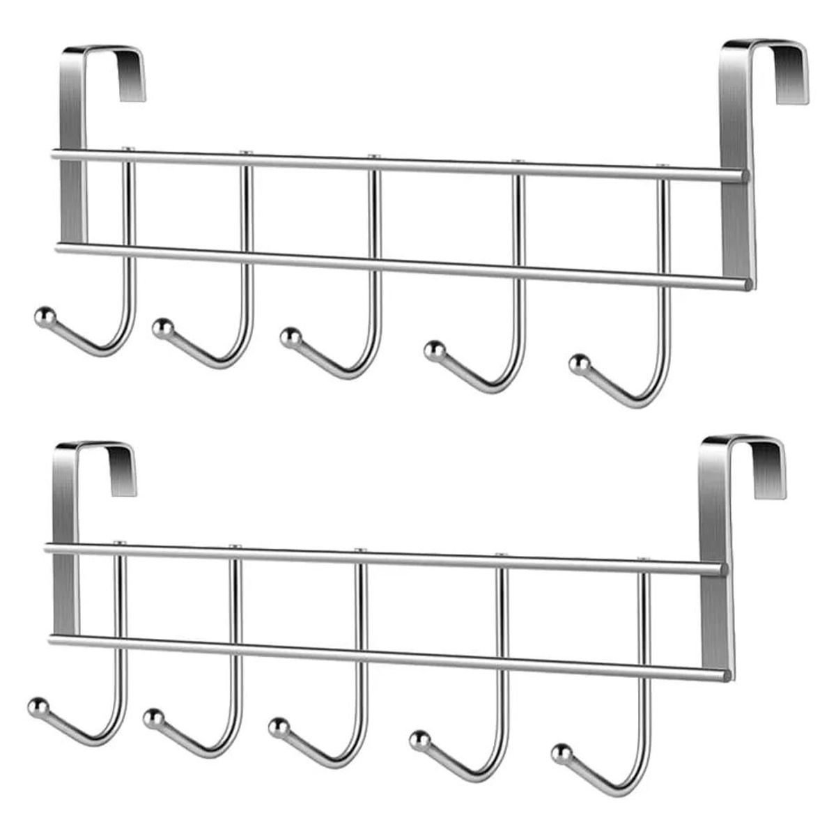 KUANGYE - Pack 2 Gancho Sobre Puerta Colgador Perchero 5 Ganchos Acero