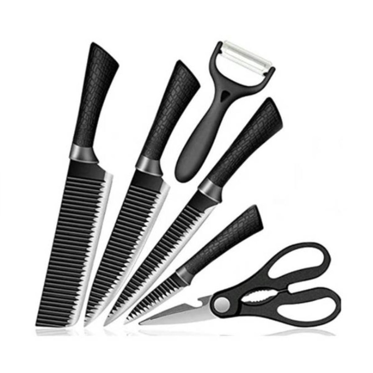GENERICO - Set De Cuchillos 6 Piezas Recubrimiento Ceramica Antibacteriano